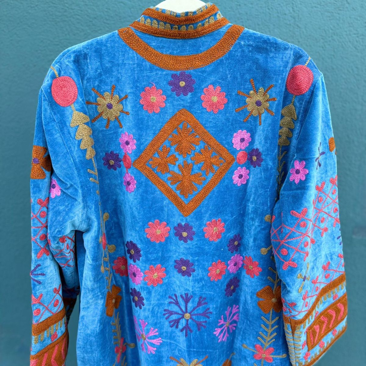 Blue Pink Velvet Kimono