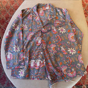 Long Grey and Pink Striped Pajamas