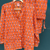 Long Orange Striped Pajamas