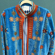 Blue Terracotta Velvet Kimono