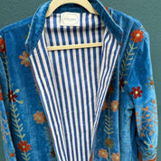 Blue Terracotta Velvet Kimono