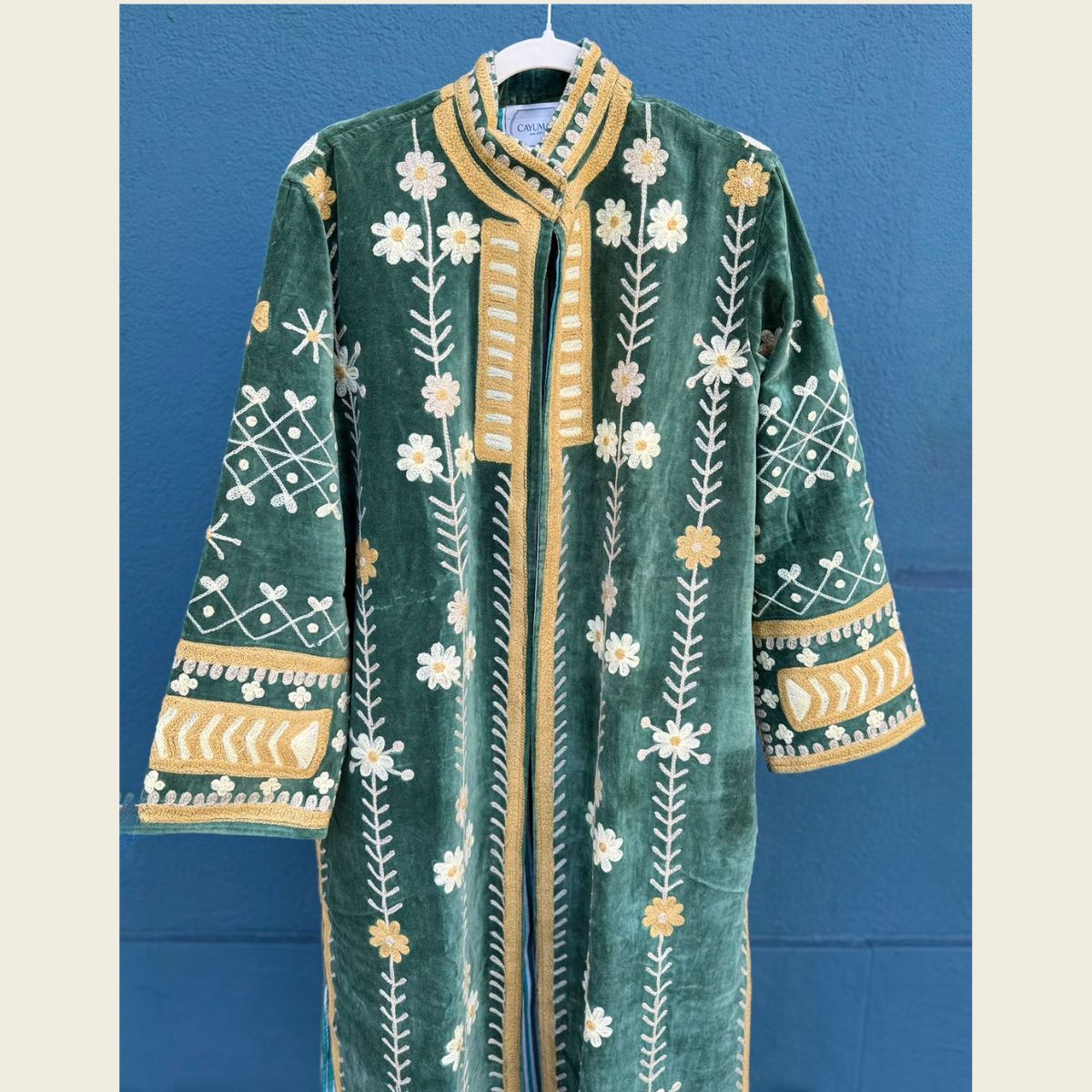 Green Yellow Velvet Kimono