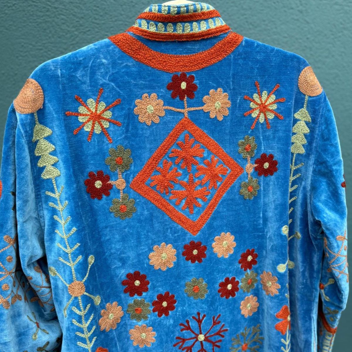 Blue Terracotta Velvet Kimono