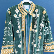 Green Yellow Velvet Kimono