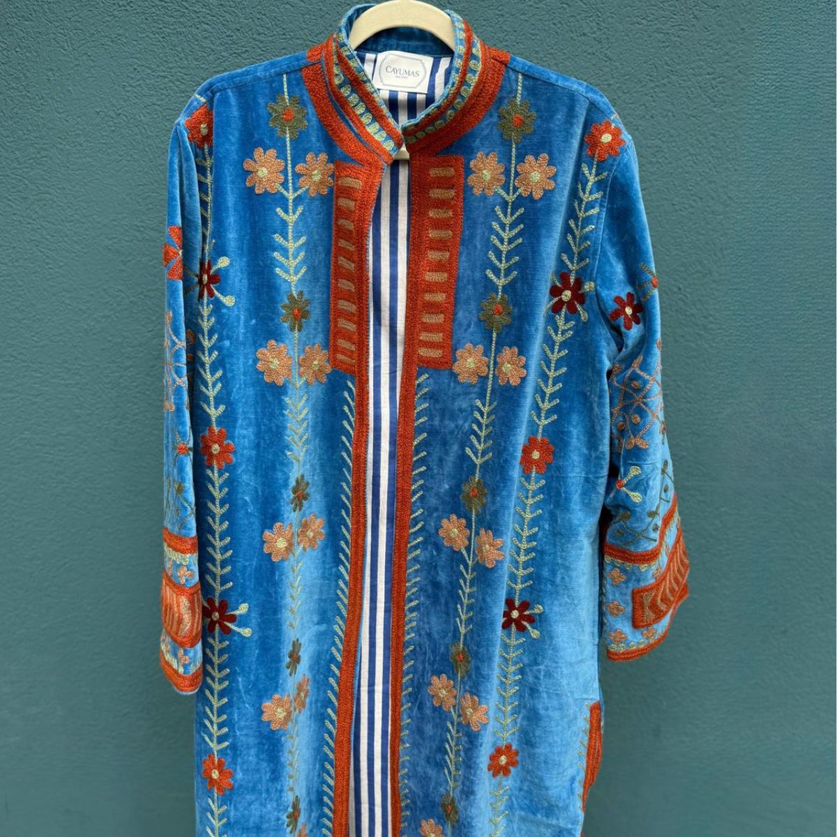Blue Terracotta Velvet Kimono