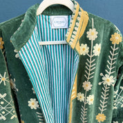 Green Yellow Velvet Kimono