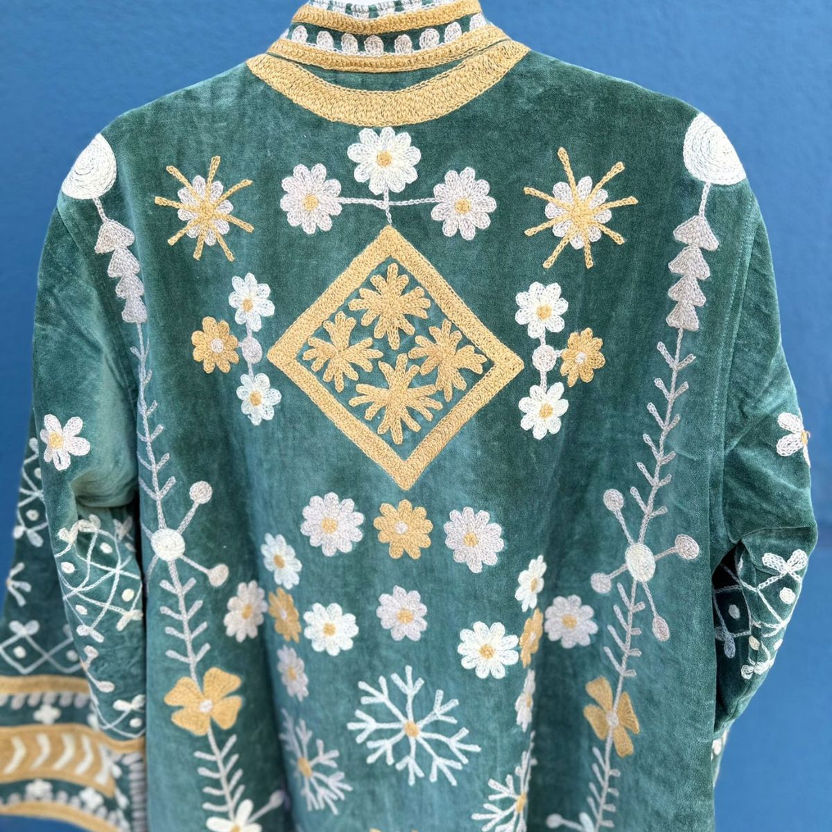 Green Yellow Velvet Kimono