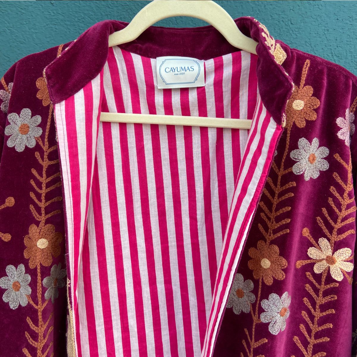 Bordeaux Beige Velvet Kimono