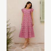 Vestido Rosa Estampado Olympia