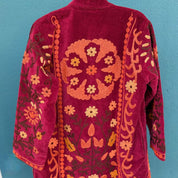Burgundy 3/4 Velvet Kimono