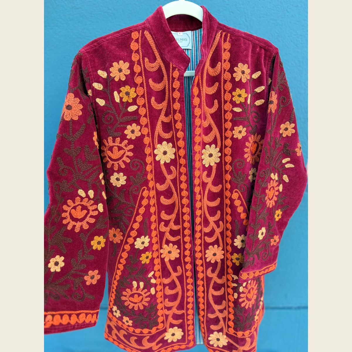 Burgundy 3/4 Velvet Kimono