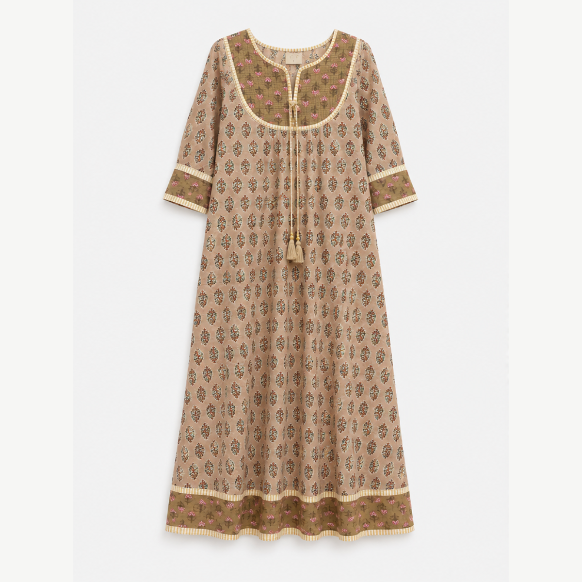Vestido Beige Estampado Olympia