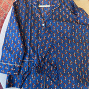 Long Dark Blue and Red Striped Pajamas