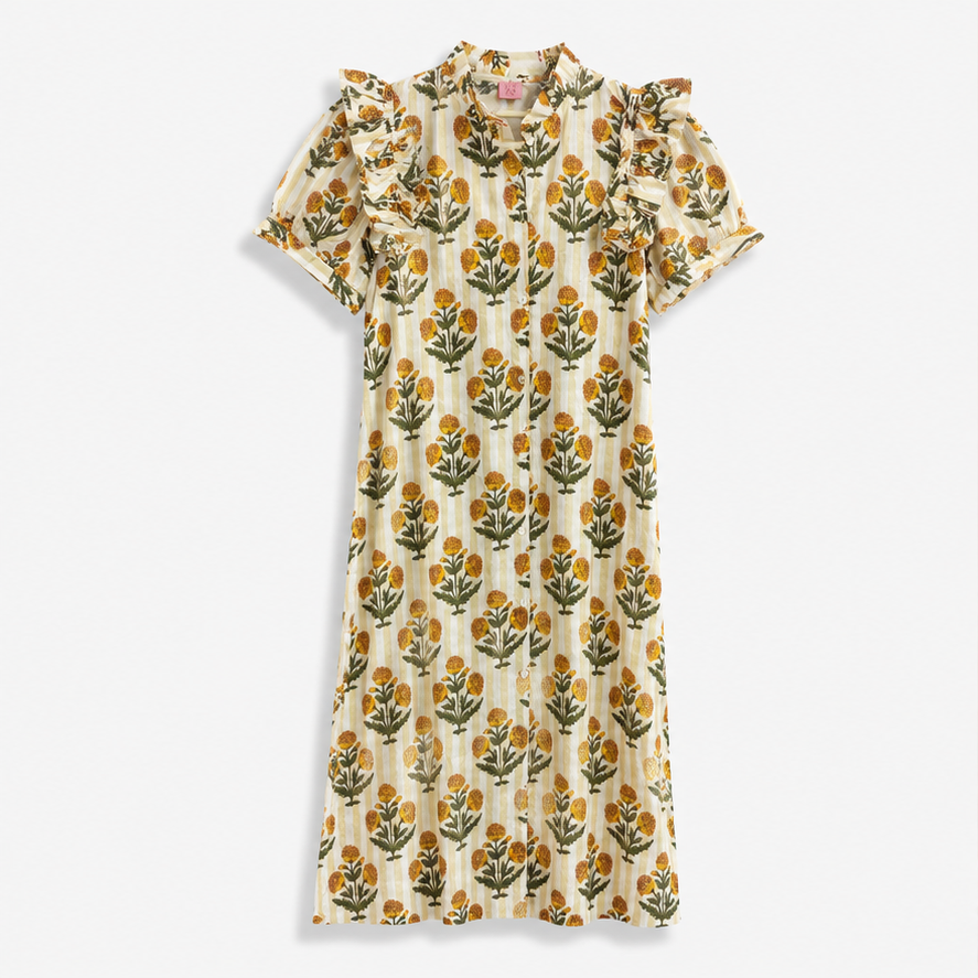 Vestido Amarillo Manga Corta