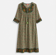 Vestido Verde Estampado Canesú