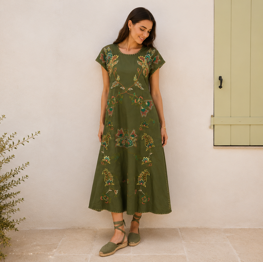 Vestido Verde Bordado