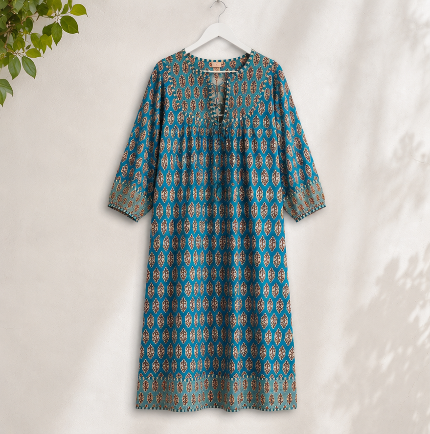 Vestido Azul Estampado Olympia