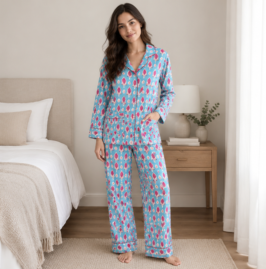 Pijama Largo Azul Claro