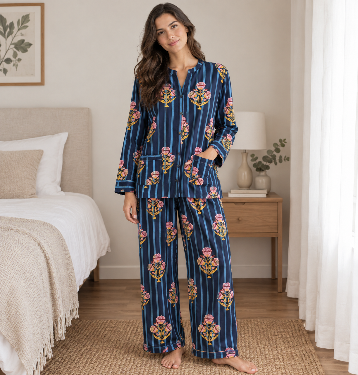 Striped Dark Blue Pajama
