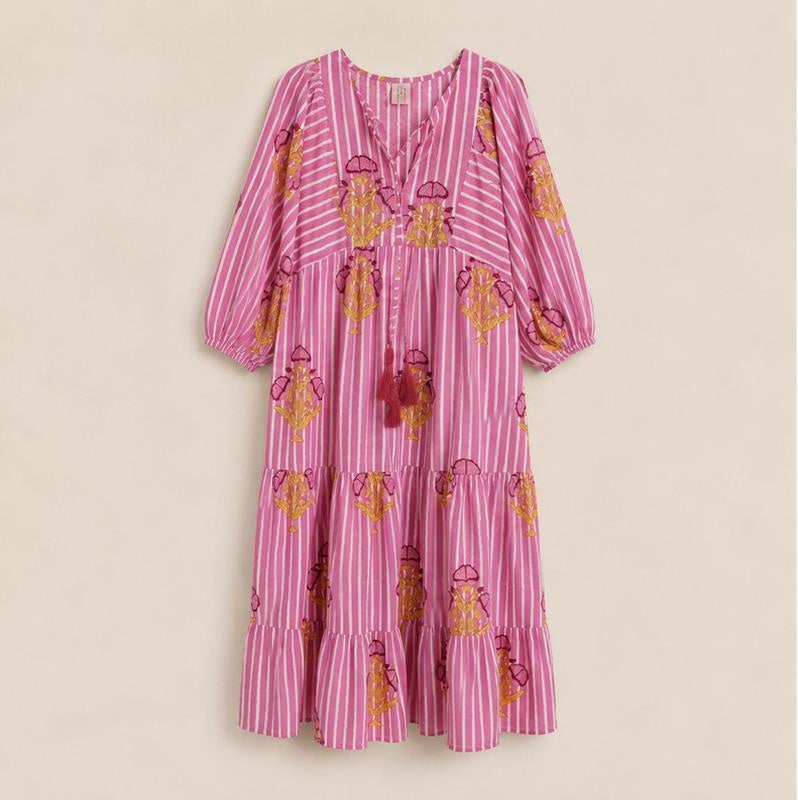 Vestido Rosa de Rayas