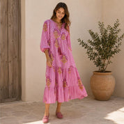 Vestido Rosa de Rayas